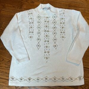 Vintage beaded cotton ramie sweater